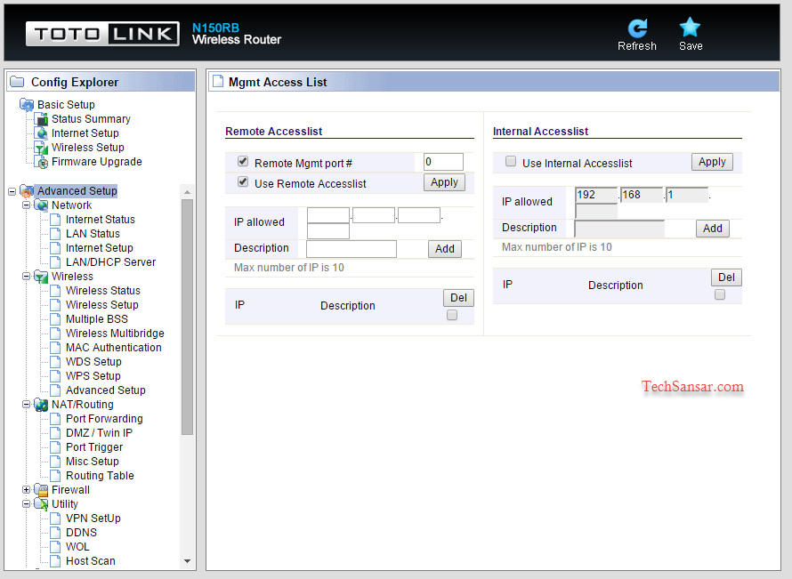 Advanced setup of TOTO Link Router