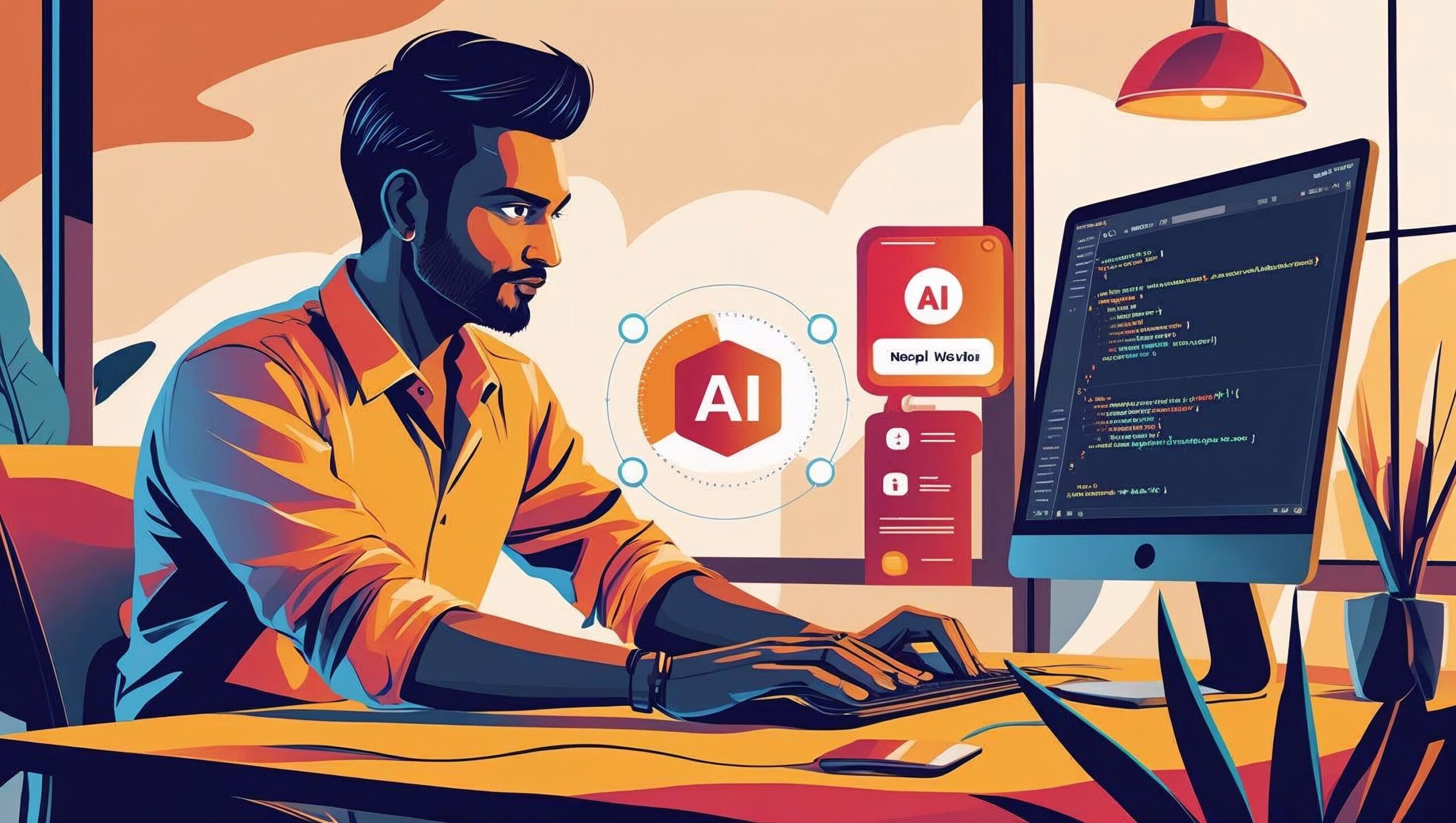 AI Generated image illustrating Nepali software developer
