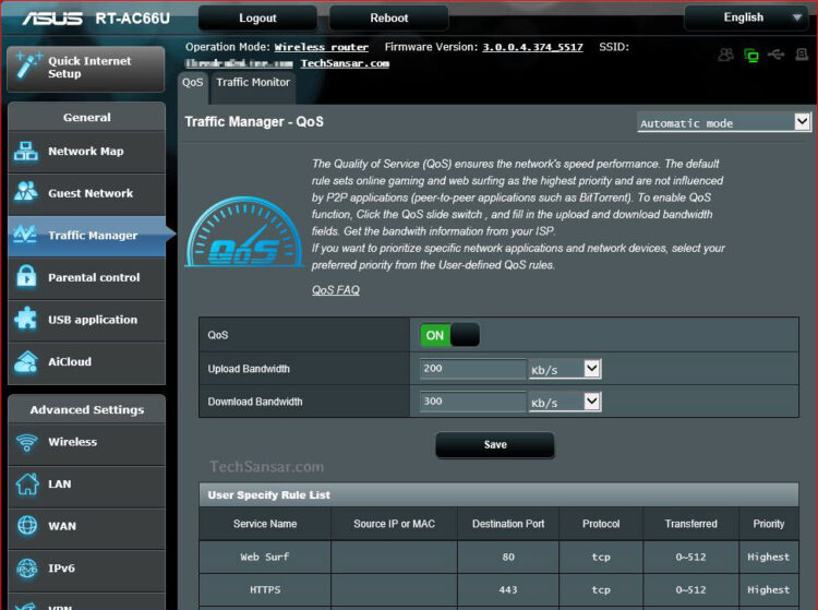 ASUS Wireless Router RT-AC66U Traffic Manager - QoS and Traffic ...