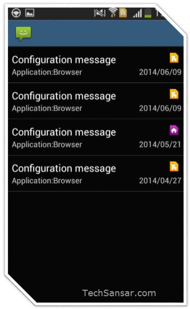 Automatic GPRS data configuration message from mobile operator