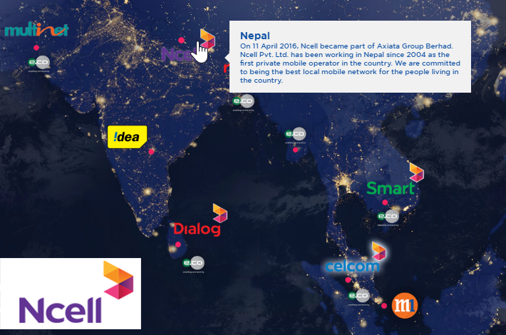 Axiata location of operations including Ncell