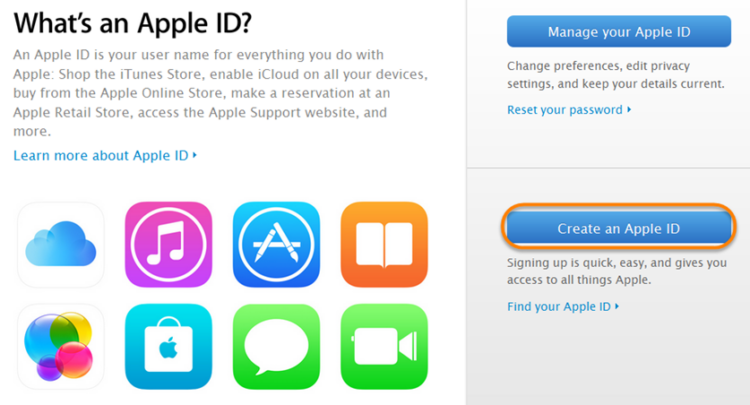 Creating Apple ID from Website