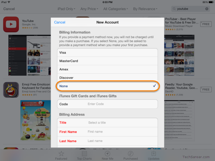 Creating Apple ID using free App in iPad