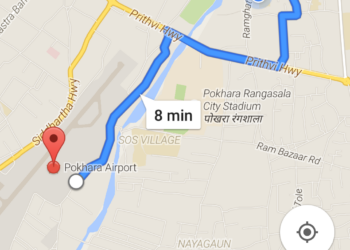 Finding route in Pokhara using Google Maps voice command