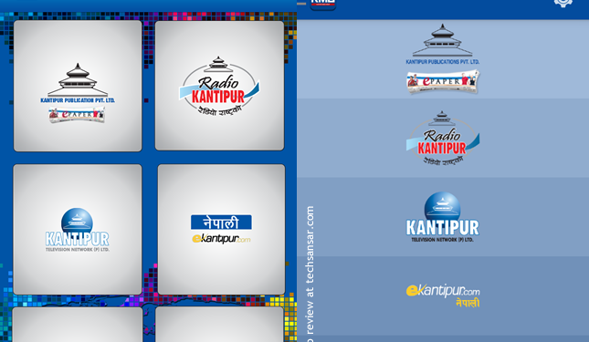 KMG Kantipur mobile iOS & Android App Review - yet another promising Nepali Media App in the market 1 Home screen of Kantipur Mobile App in iPhone and Android showing item grids