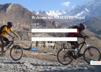 Login page of Namaste Nepal NTC Social Network, full screen scenario slide show adds spice
