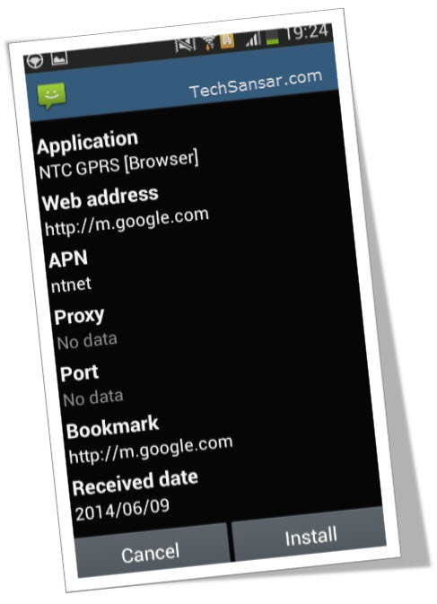 NTC GPRS Browser APN settings for mobile phone