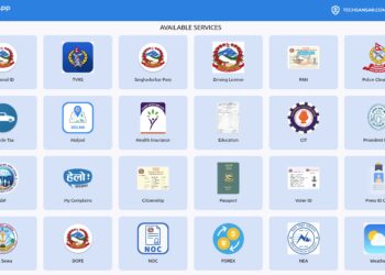 Screenshot from a desktop computer showing existing services offered by Nagarik App; image by TechSansar.com