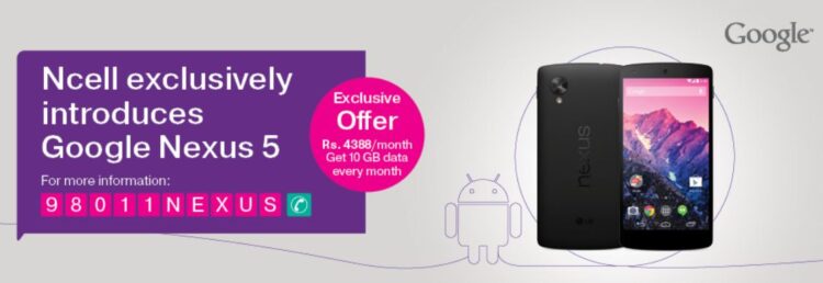 Ncell offers Google Nexus 5 free for its data users in Nepal, image source: Ncell