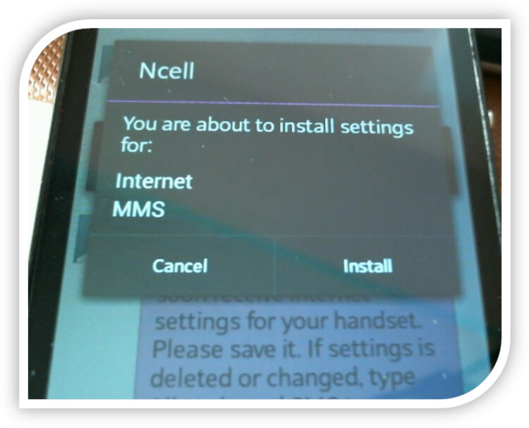 Ncell settings for Internet and MMS ready to install