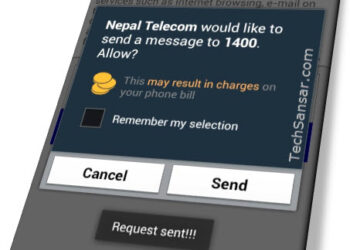 Nepal Telecom would like to send a message to 1400 - message on NT Android app
