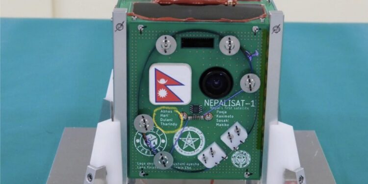 NepaliSat-1 Nepali Satellite in ISS with contributor's name on the board