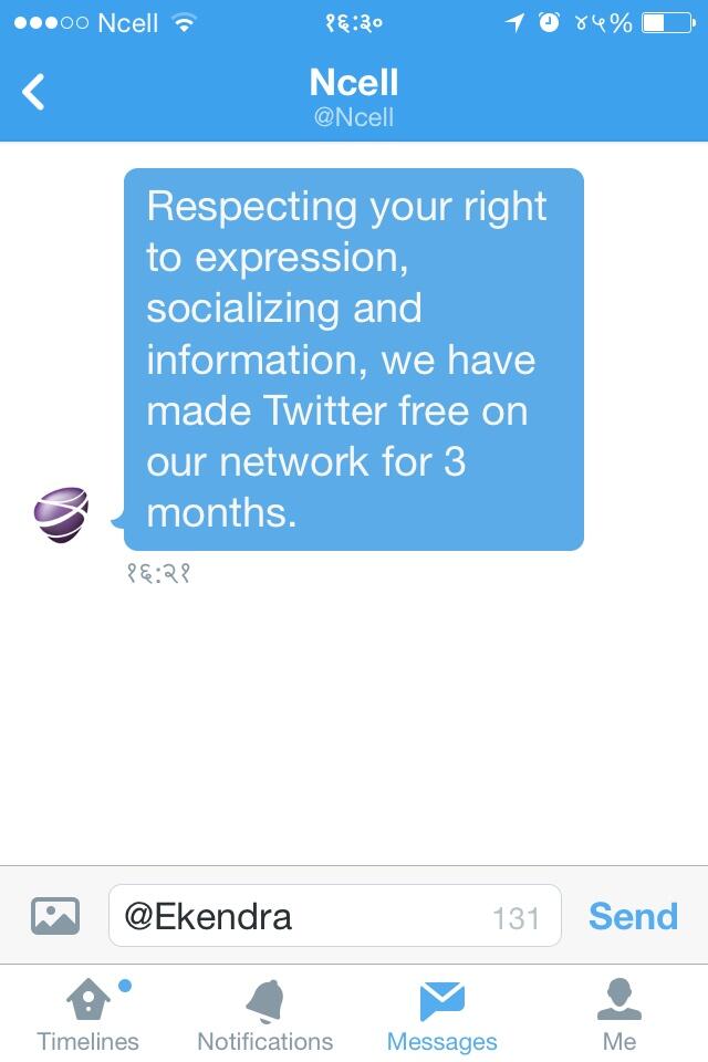 Now use Twitter for free with Ncell