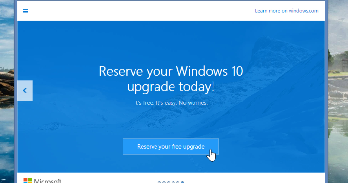 Windows 10 is almost here, reserve your free license today. 1 Reserve Windows 10 upgrade today