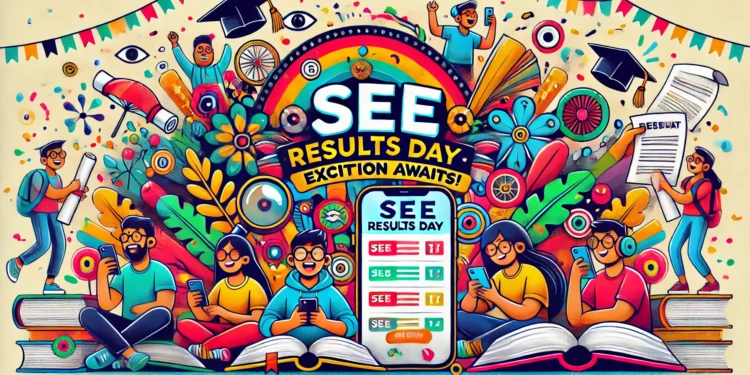Instantly Access Your SEE Results for 2080-2081 with Sparrow SMS and National Examination Board Collaboration! 1 SEE Results Day Nepal, DALL·E generated illustration