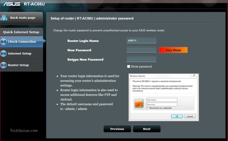 Setup of router ( RT-AC66U ) administrator password