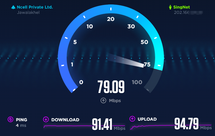 Speed test result Ookla new interface reading