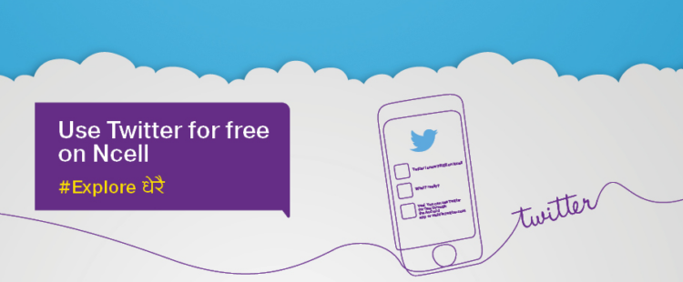 Use Twitter for free on Ncell cellular Network official pictorization, pic courtesy Ncell