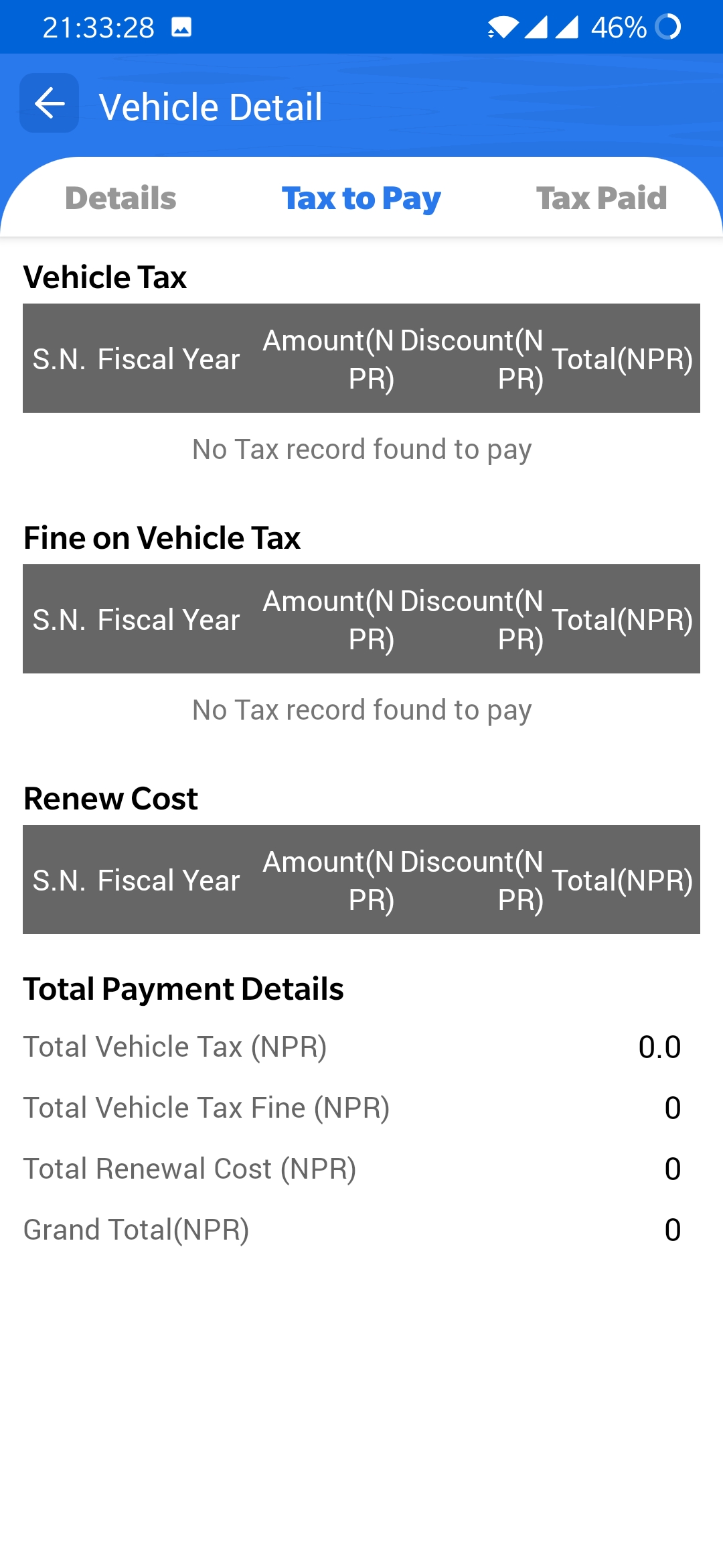 Vehicle tax details online