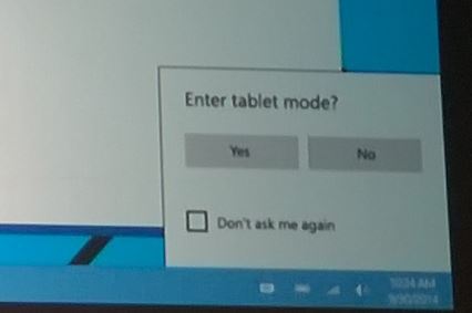 Windows 10 switching Tablet mode