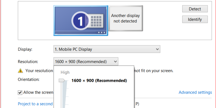 Changing appearance display screen pixel resolutions in Windows 8