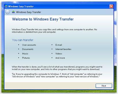 Windows Easy Transfer