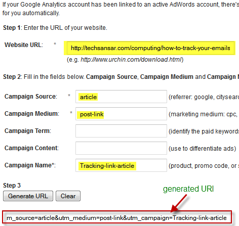 Google Analytic Tracking URL Builder Tool