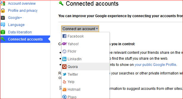 Google Plus Connected Accounts with Other Social Media