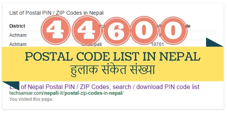 List Of Postal PIN ZIP Codes In Nepal PostalCodes TechSansar