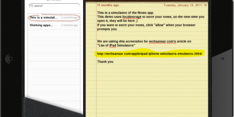 Online browser based iPad Simulator