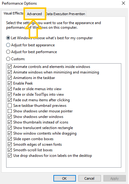 6 simple yet effect ways to speed up your Windows 10 computer 14 performance-advanced-tab-windows-10