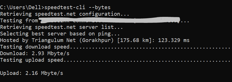 Test Internet Speed using Python 4 speed test bytes 1