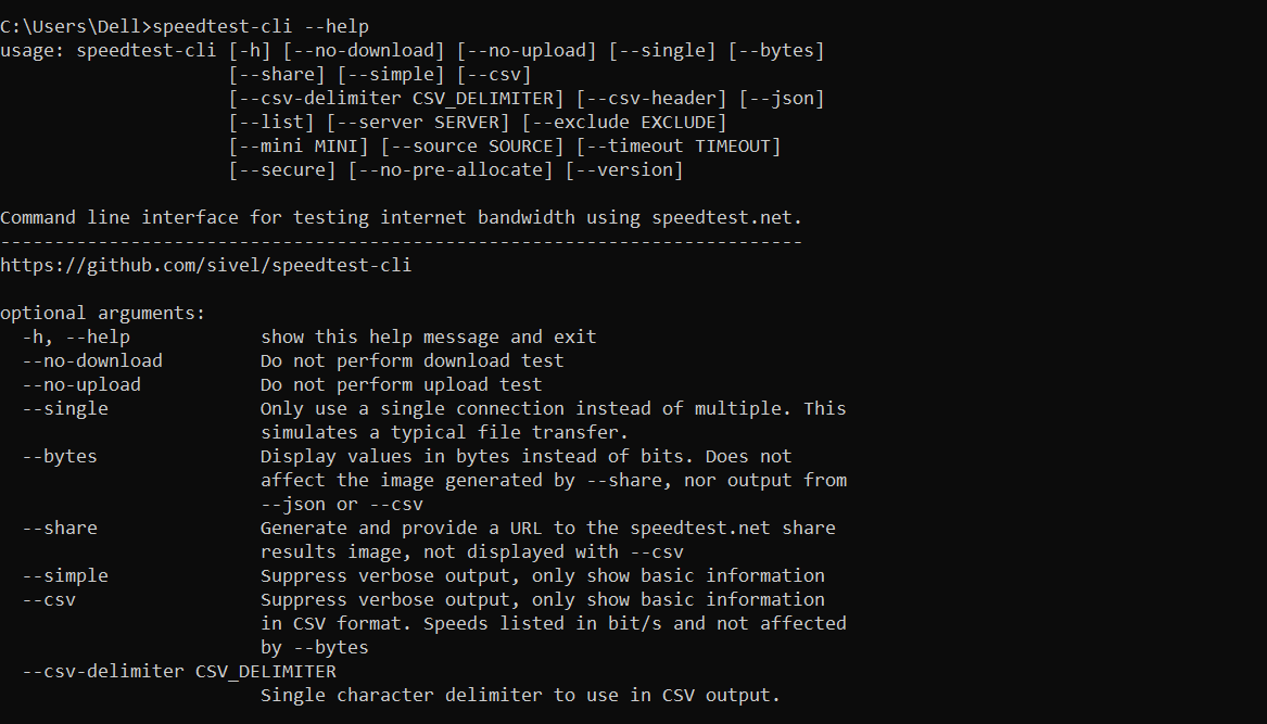 Test Internet Speed using Python 9 speed test help