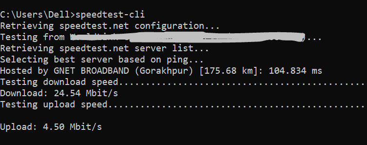 Test Internet Speed using Python 3 speedtest cli