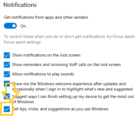 6 simple yet effect ways to speed up your Windows 10 computer 7 untick-tips-tricks-notification-windows-10